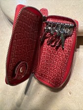 Leather Key Holder Accessory Key Chain Wallet Case Red