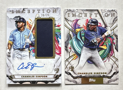#ad Topps 2025 Inception Chandler Simpson RC Auto Game Batting Glove # 25 Plus Base $225.00