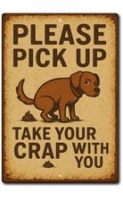 Dog Poop Yard Sign Aluminum 8x12 Outdoor Novelty Funny Fence Sign