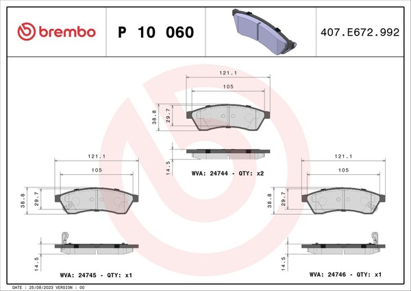 Bremsbelagsatz Scheibenbremse Prime Brembo P 10 060 FüR Chevrolet Epica LPG-image