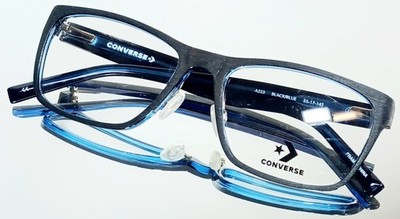 CONVERSE eyeglasses A223 black / Blue Plastic wood look NEW 55-17-145 Asian fit
