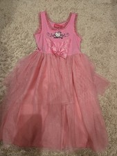 HELLO KITTY Kids Girls Dress Tulle Size 4 Pink Sleeveless Glitter