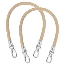 2Pcs 55cm 21.7" Braided Purse Strap Leather Beige Apricot Silver White Buckle 