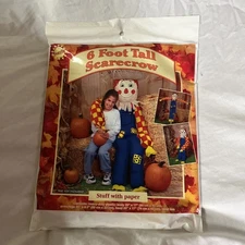 Vintage 90s Halloween Fall 6ft Tall Scarecrow New Old Stock Sun Hill USA NOS