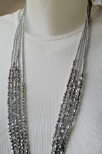 Sautoir Vintage Filigrane Argenté Avec Perles - Collier Long Unique - Occasion