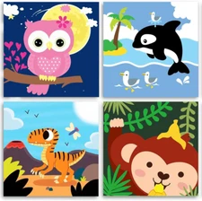 4 Pack DIY Paint by Numbers for Kids Ages 4-8 - Paint by Number for Kids Beginne