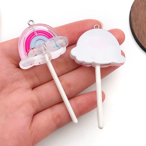 10pcs Resin Rainbow Lollipop Charms Pendants for DIY Jewelry Making 35*67mm - Picture 11 of 20