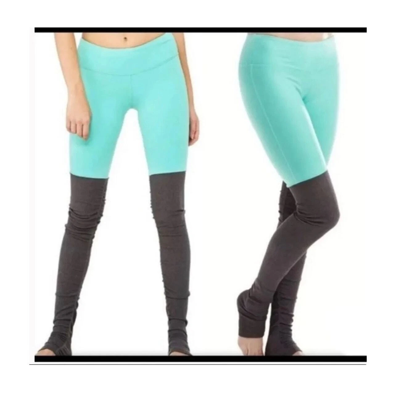 alo-yoga goddess ribbed turquoise leggings