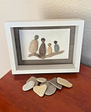 Framed Pebble Rock Art - Family