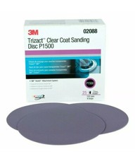 3m Trizact 02088 P1500 Grit 6 Hookit Clear Coat Sanding Disc. 3 Disc Kit