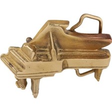 Brass Baby Grand Piano Player Band Music Director 1970s Vintage Belt Buckle