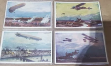 German airplanes Zeppelins signed art Schulze WW1 postcard military lot of 4 (A)