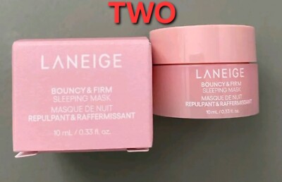 Two Laneige Bouncy & Firm Sleeping Mask Travel/Mini Size 0.33oz/10mL