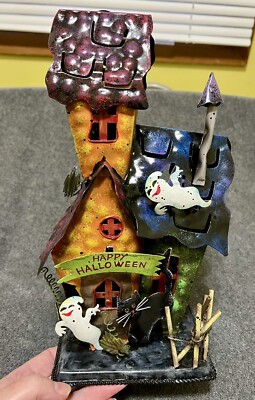 Tin Metal Spooky Halloween Haunted House Decor 12'' tall