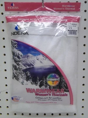 Ladies Cotton-Rich White Thermal Underwear Top or Bottom size S-4X Indera Mills