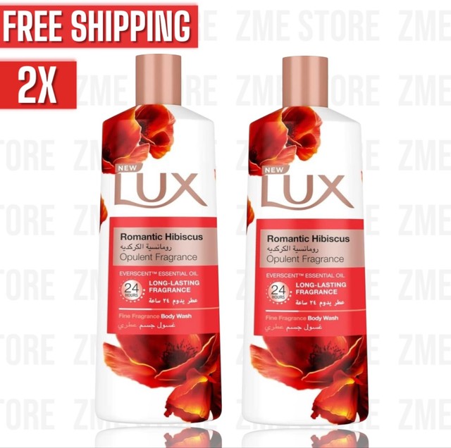 2X LUX OPULENT FRAGRANCE Romantic Hibiscus BATH BODY WASH SHOWER 500ml