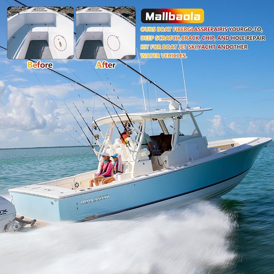 Marine Fiberglass Repair Kit for Boats, Gel Coat Repair Kit for Boats