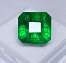 Asscher Cut Natural Colombian Green Emerald Certified Loose 13.50 Ct Gemstone