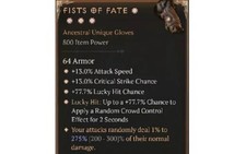 Diablo 4 Season 11 Fists Of Fate 4GA 275% Unique Helm Barbarian Rogue Item Gear