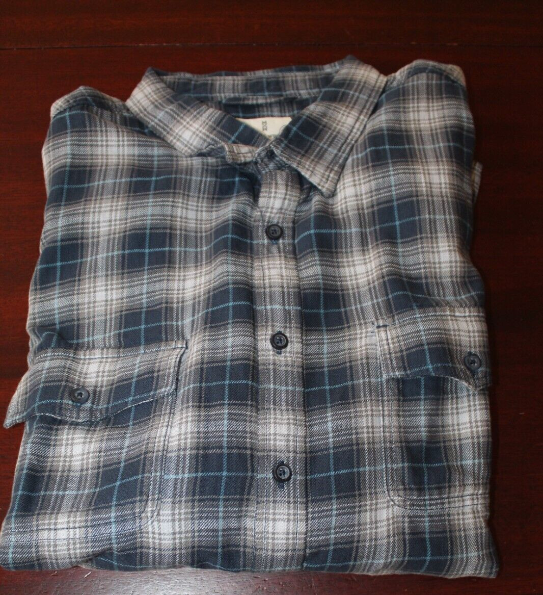 mens mutual weave soft woven button shirt 2XL nwt blue plaid