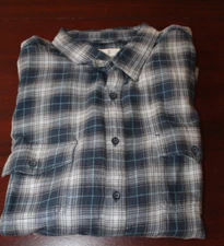 mens mutual weave soft woven button shirt 2XL nwt blue plaid
