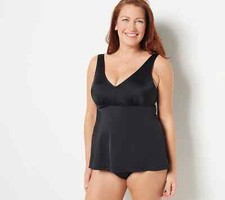 Kim Gravel x Swimsuits Women's Flowy Tankini, Solid Onyx, 12
