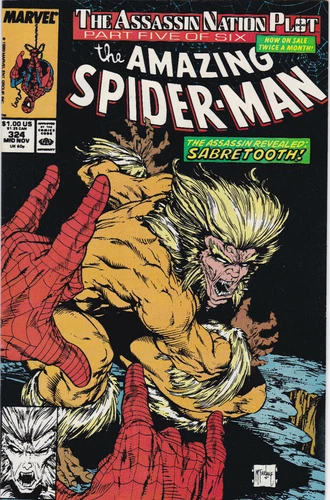 AMAZING SPIDER-MAN #324 NMINT McFARLANE ART SABERTOOTH COVER MARVEL COMICS 1989