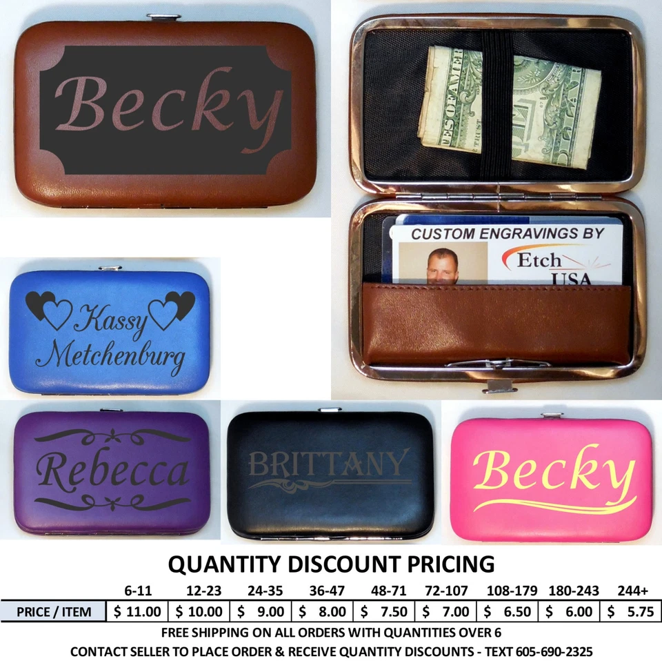 Personalized Card Case Prom Custom Engraved Credit Card Wallet Formal Dance - Photo 1/1