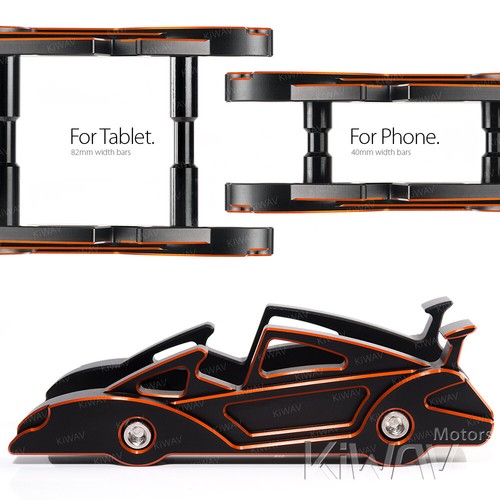 VAWiK sports car 2-angle desktop stand holder CNC orange fits phone tablet θ - Picture 3 of 5