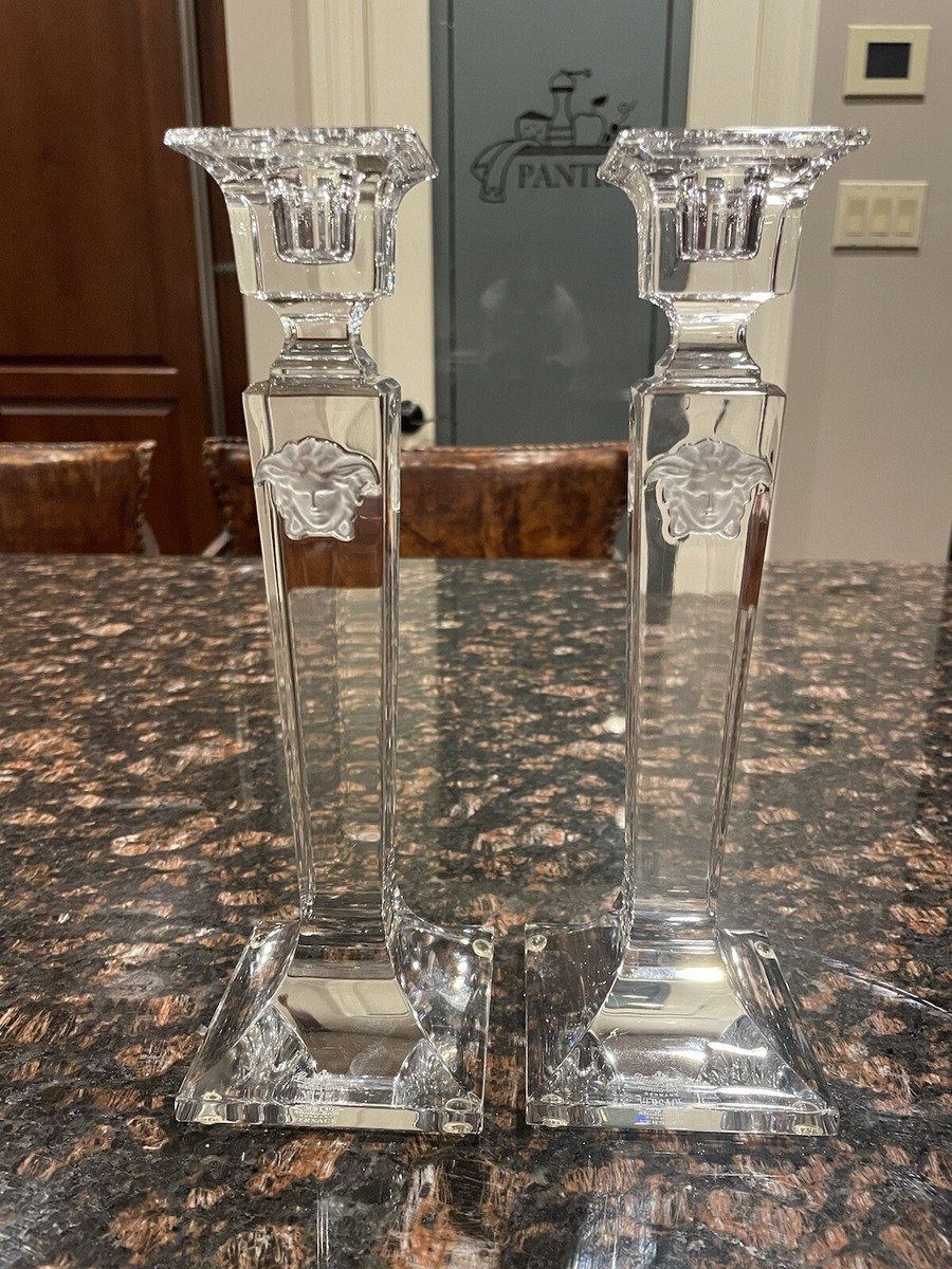 VERSACE Rosenthal メデューサ クリスタル Versace Rosenthal Medusa Head Crystal Candlestick Candle Holders