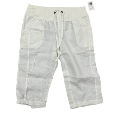 XCVI  Linen Crop Pants Capri White Linen Women Size Medium NEW