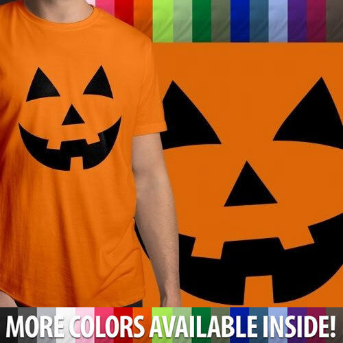 Pumpkin Face T-Shirt Funny Halloween Jack O Lantern Shirt (Orange) - S  Graphic Tees 