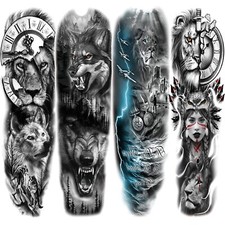 4 Sheets Temporary Tattoo Sleeve Large Full Arm Fake Tattoo Sticker for Leg Arm