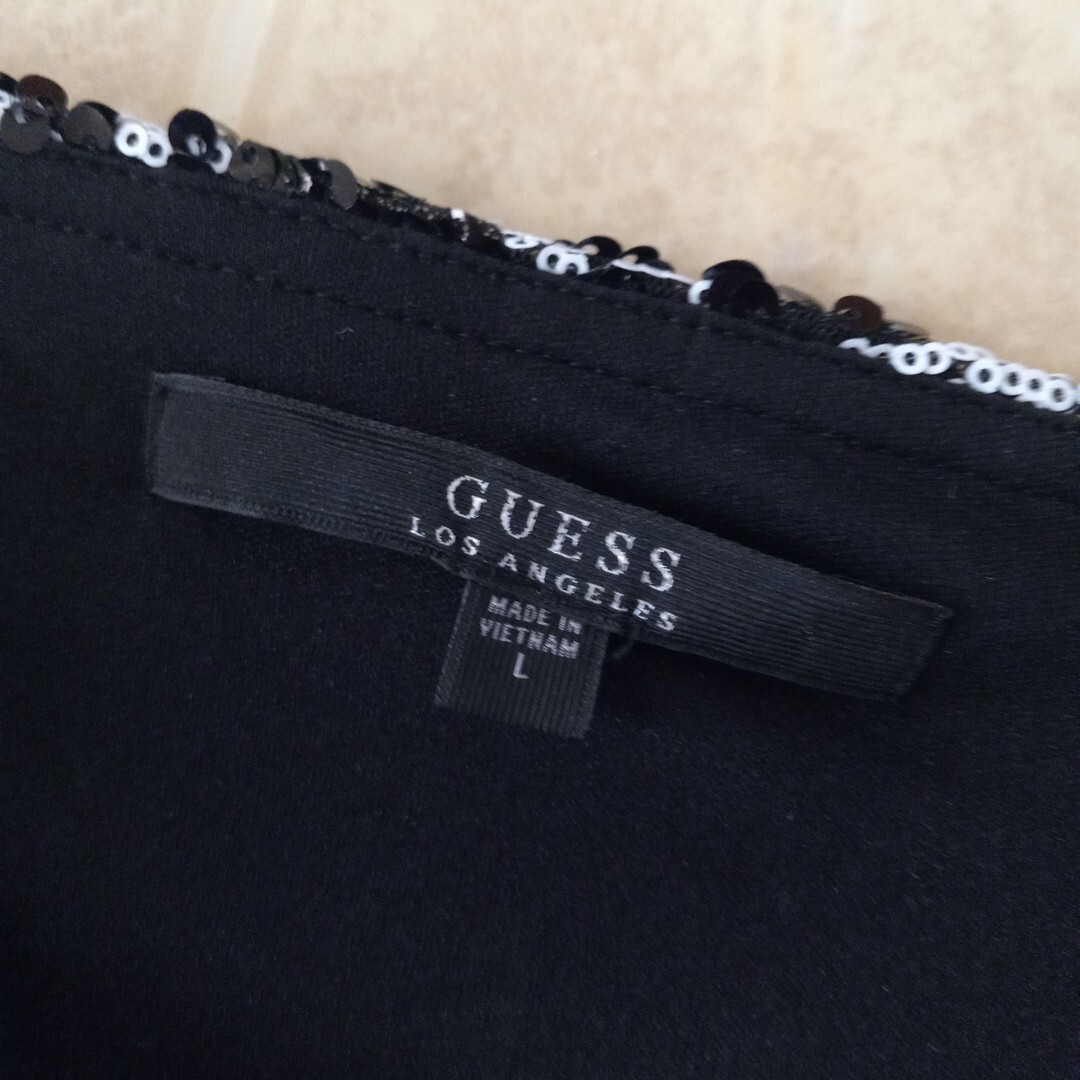 GUESS Black Sequin Inserts Pull On Stretch Mini S… - image 2