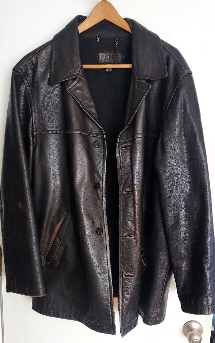 Vintage 1990s J. Crew lined leather jacket coat brown 