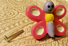 Lot of 4,Butterfly kids Dresser Ceramic knob / Drawer Pull,4/Pack