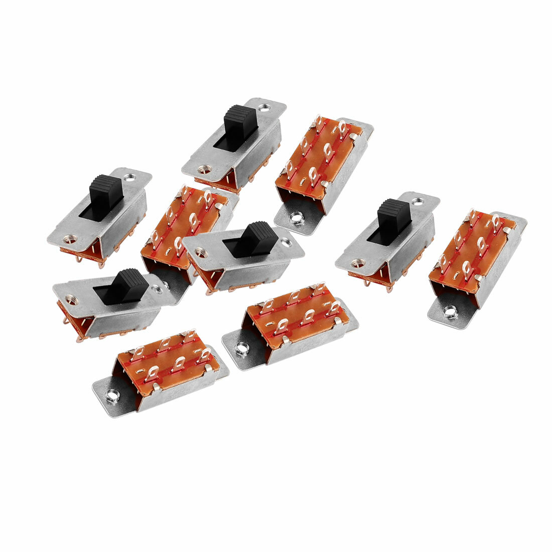 10 Pcs 250VAC 3A 125VAC 6A 6 Terminal 2 Position DPDT On/OFF Mini Slide ...