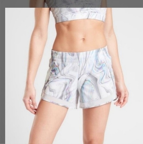 Athleta Gray Rainbow Swirl Active Running Shorts L