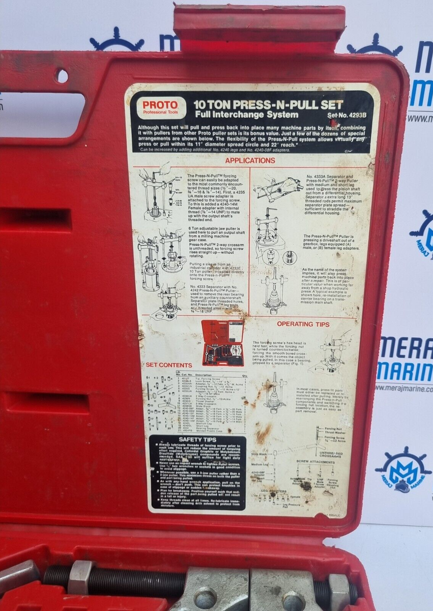 Proto 4293B 10 Ton Press-N-Pull Set Full Interchange System | eBay