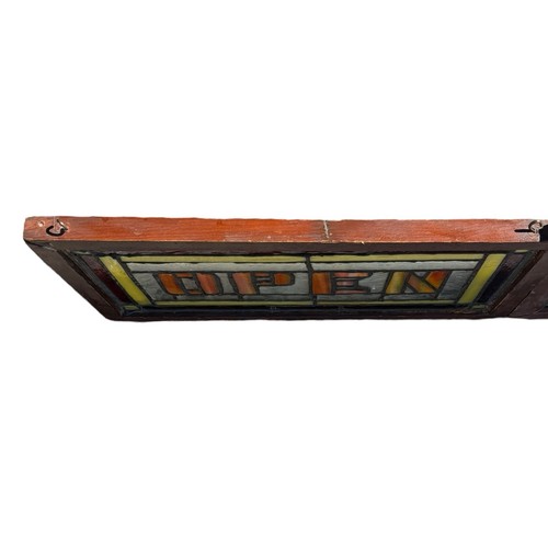 Vintage Stained Glass Open And Closed Hanging Door Signs Colorful Handmade 17" - Picture 8 of 15