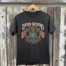 Lynyrd Skynyrd Rider Skull Americana Badge Unisex Black Cotton T-Shirt S-5XL