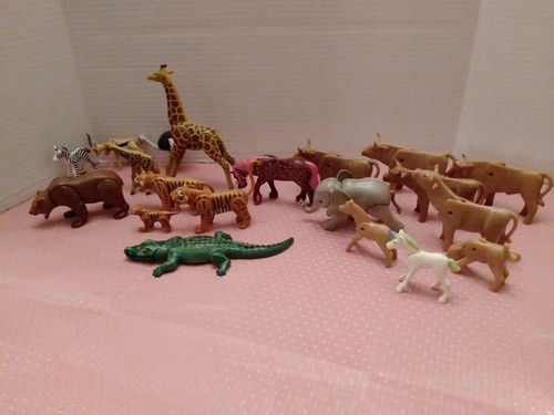 Vintage 1976-95 Playmobil Geobra Animals Bear Cows Tiger Elephant Alligator