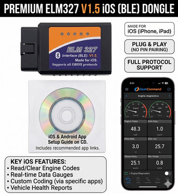 OBD2 Scanner ELM327 V1.5 Bluetooth Car Diagnostic Code Reader for iOS & Android