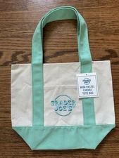 NEW WITH TAGS Pastel Green Trader Joe's Mini Canvas Tote Bag 2025