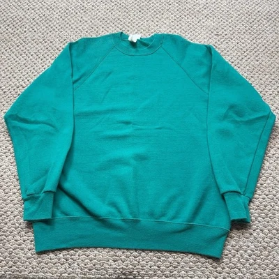 Sudadera Lee De Colección Para Hombres XL Verde Cuello Redondo Pullover Hecha en EE. UU. En Blanco Años 80 - Imagen 1 de 4