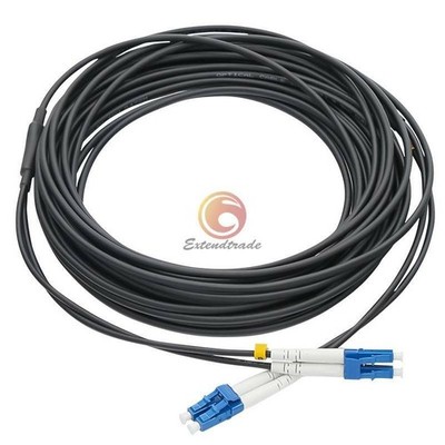 LC-LC UPC SM 9/125 Black Armored Fiber Cable Duplex Fiber Optic Patch Cord 100M 