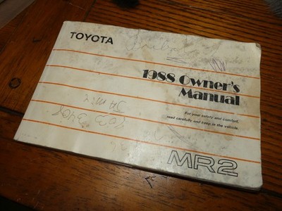 1988 Toyota MR2  Factory Owner Owner's User Guide Manual ORIGINAL