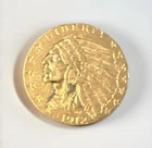 1912 $2.50 Gold Indian Head Quarter Eagle Coin, Pre-33 US