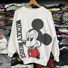 Vintage 80s Mickey Mouse All Over Sweatshirt Size Large Disney Double Sided 90s