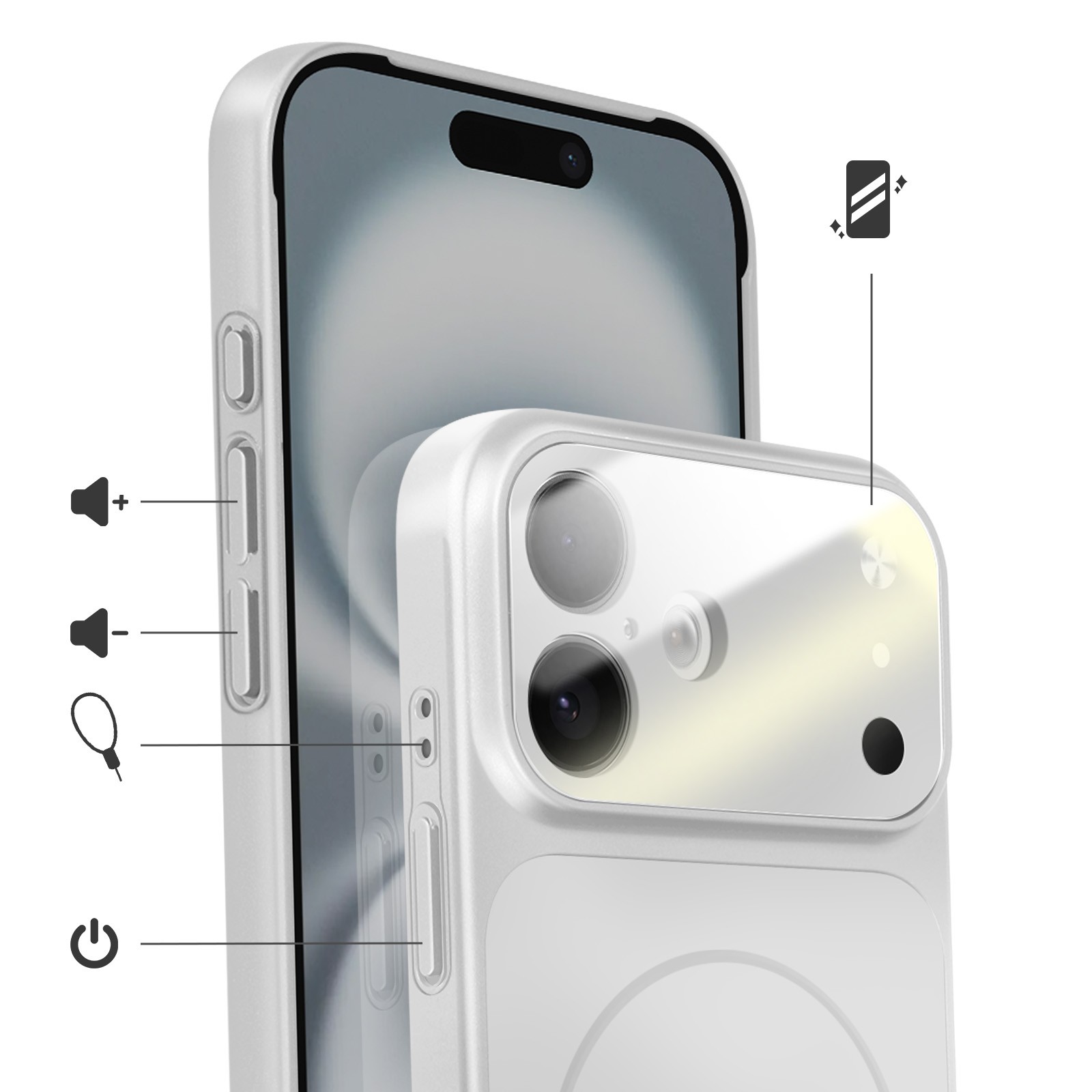 Coque iPhone 16 rigide Avizar argentée idéale pour sécuriser vos photos en voyage - 3